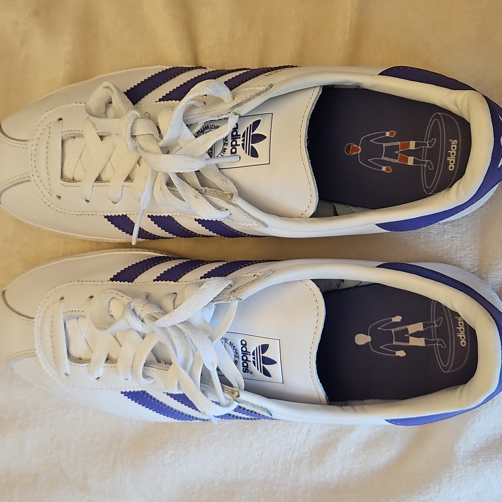 EUC Men's Adidas Munchen White and Purple Sneakers, Size 10 - Picture 5 of 7